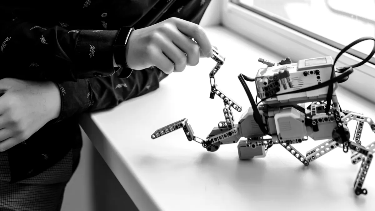 Robotics kit being assembled