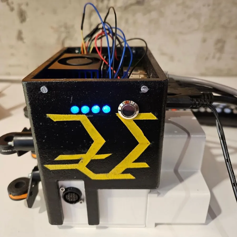 Assembled sensor enclosure with status LEDs and wiring